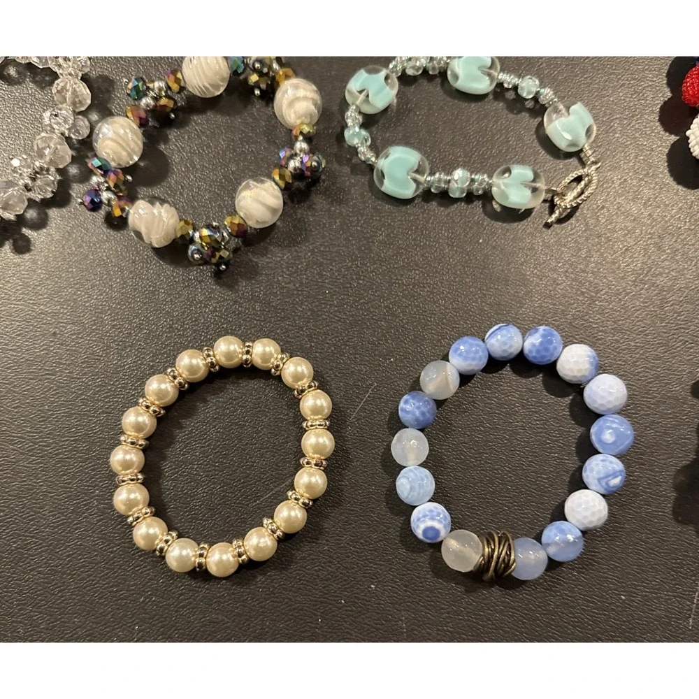 Lot Of 13 Glass Rhinestone Beaded Bracelets Bracelet Artsy Going Out Career Boho